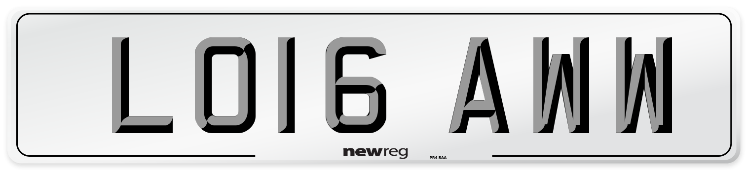 LO16 AWW Number Plate from New Reg